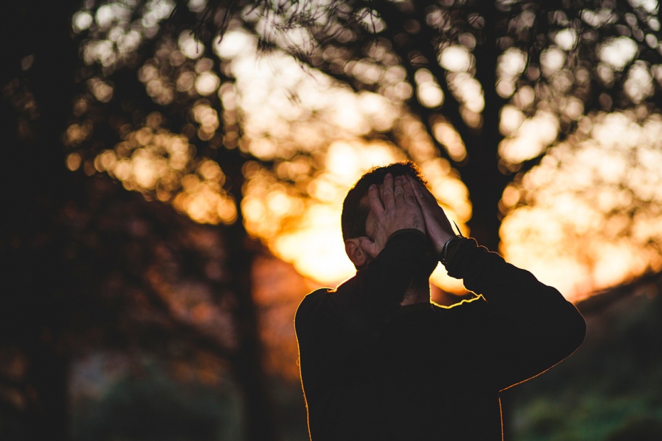 Man Crying In Sunset