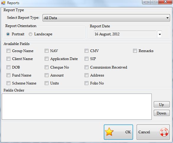 Reporting - Mutual Fund Organizer